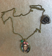 Frida Kahlo Jewel Necklace Bronzed Painting  Pendant jewelry  Glass Cabochon - QuorArtisticTshirts