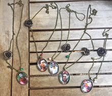 Frida Kahlo Portrait Necklace Bronzed Painting Jewel Pendant jewelry  Glass Cabochon - QuorArtisticTshirts