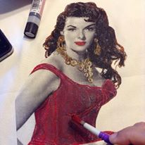 JANE RUSSELL Painting 3d T-shirt Old Hollywood Glamour  Tshirt - QuorArtisticTshirts