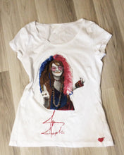 Janys Joplin Tshirt Sixties Artistic Painted T-shirt 60s Rock Icon T shirt - QuorArtisticTshirts
