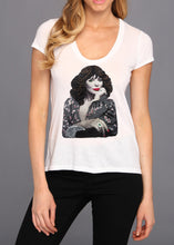 Joan Collins T shirt Painted Handmade Art to Wear by Quortshirts - QuorArtisticTshirts