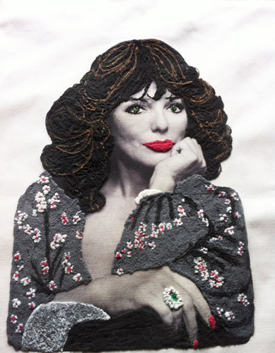 Joan Collins T shirt Painted Handmade Art to Wear by Quortshirts - QuorArtisticTshirts