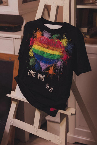 Love Wins Painted T-shirt – LGBTQ+ Pride Statement - Marriage Equality Tribute - QuorArtisticTshirts