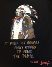 CHIEF JOSEPH  Painted Tshirt - NATIVES Chief T shirt - NEZ PERCE Chief painting on Tee - QuorArtisticTshirts