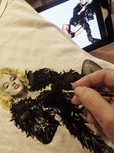 Marilyn Monroe T-shirt  with Black Boa Sexy Painted 3d ART TO WEAR - QuorArtisticTshirts