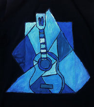 Pablo Picasso Artistic  T-shirt Blue Period Tribute Blue Guitar  Painting - QuorArtisticTshirts