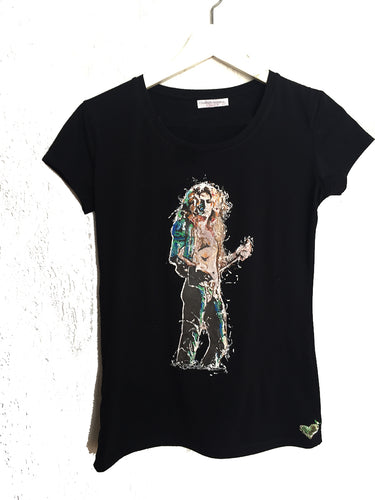 Hand-Painted Robert Plant T-Shirt – Artistic, Bold & One of a Kind - QuorArtisticTshirts