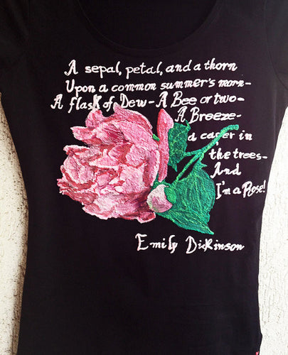 Emily Dickinson Poetry - A Sepal, Petal and a Thorn T-shirt Literary Painted - QuorArtisticTshirts