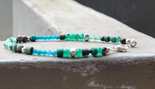 Sea Vibes Bracelet Emerald - Dainty Bracelet - May Birthstone Jewelry - Gift Green Gemstone Bracelet - Blue Apatite Unakite Nature lovers jewel - QuorArtisticTshirts