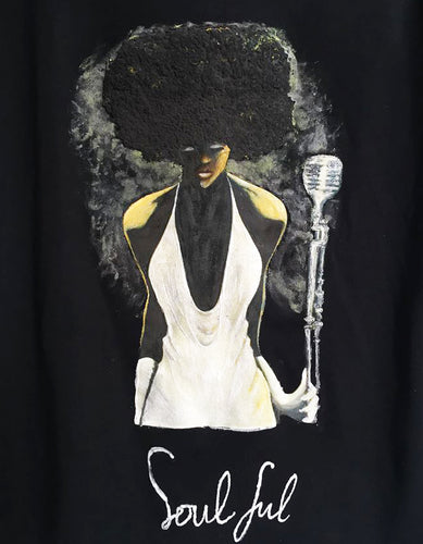 Soulful Queen T-shirt  Painted 3d  Afro  Nubian Girl - QuorArtisticTshirts