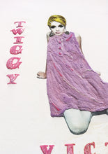 Twiggy Artistic  T-shirt – Icon of Swinging London painted on Tee - QuorArtisticTshirts