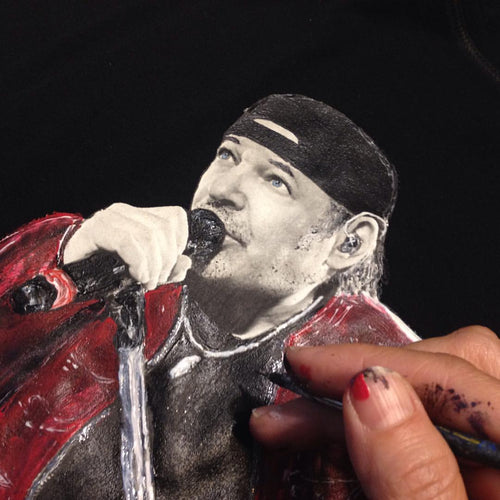 Unique Vasco Rossi Art Tee – Painted by Hand, Made to Order - QuorArtisticTshirts