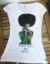 DON'T TOUCH MY HAIR - BLACK QUEEN T-shirt  PAINTED 3d -Afrocentric Tee - QuorArtisticTshirts