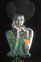 DON'T TOUCH MY HAIR - BLACK QUEEN T-shirt  PAINTED 3d -Afrocentric Tee - QuorArtisticTshirts