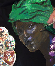 AFRO BLACK QUEEN T-shirt green head wrap PAINTED 3d - QuorArtisticTshirts