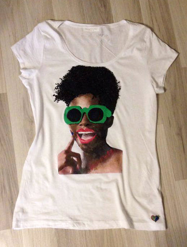 African American Girl  T-shirt PAINTED 3D  Black Queen - Quortshirts